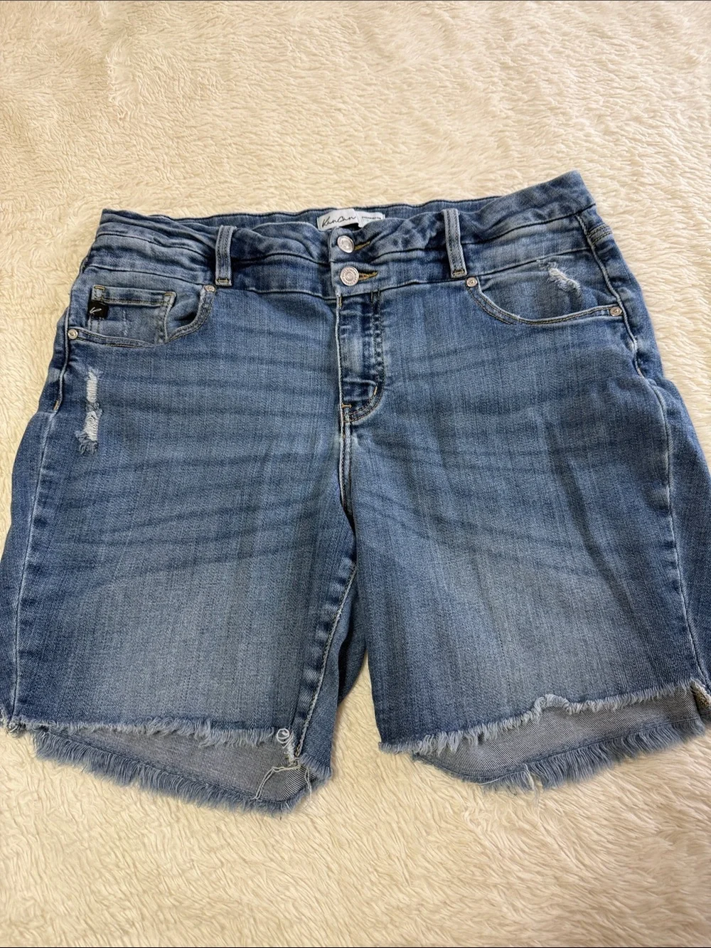 KanCan Medium Blue Distressed Denim Shorts